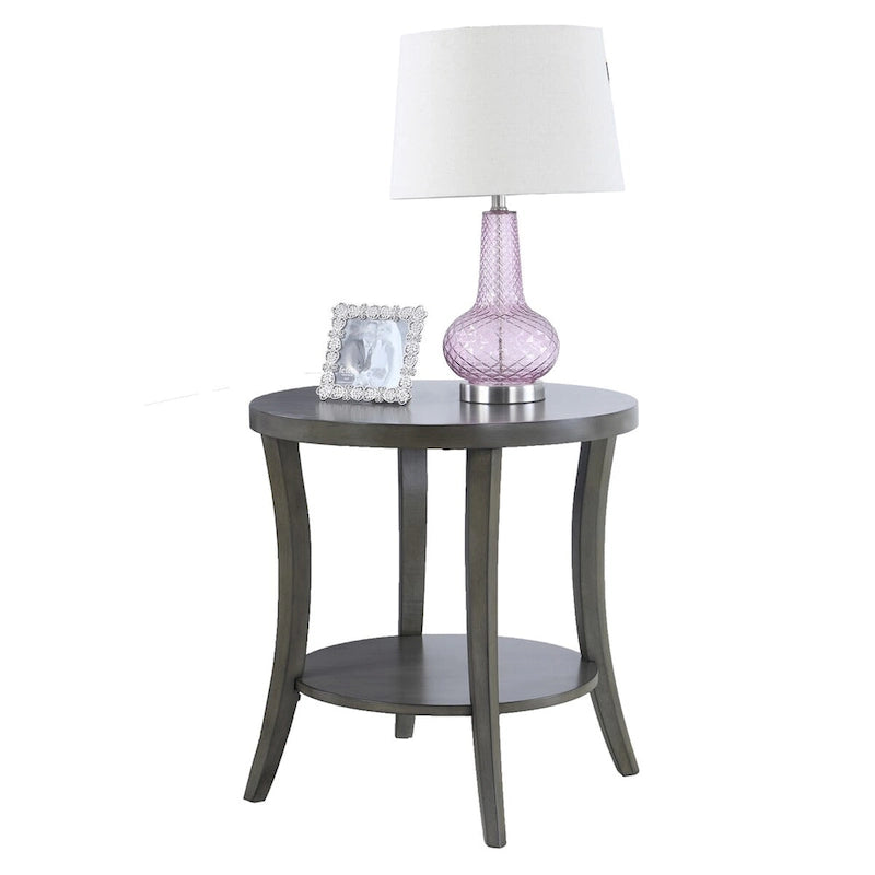 Table d'appoint ovale contemporaine en bois avec étagère