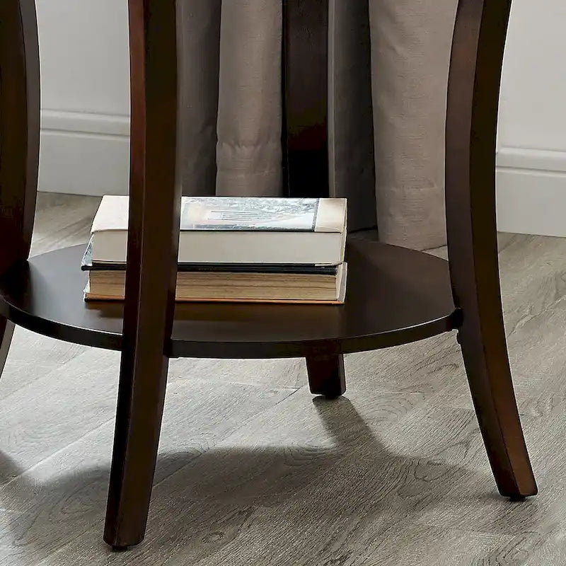 Table d'appoint ovale contemporaine en bois avec étagère