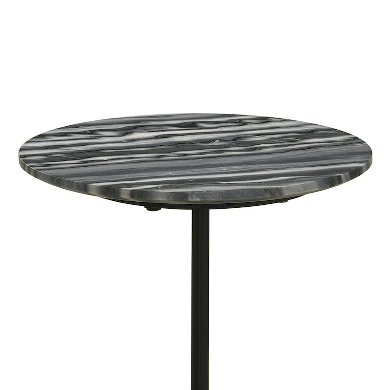Table d'appoint avec plateau rond en marbre et base piédestal