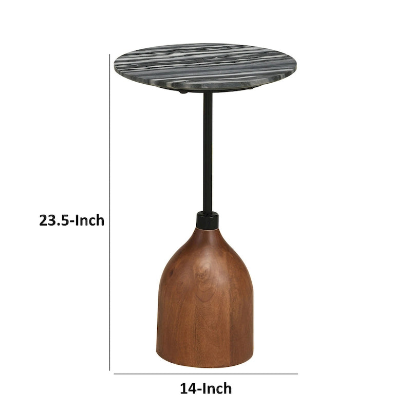 Table d'appoint avec plateau rond en marbre et base piédestal