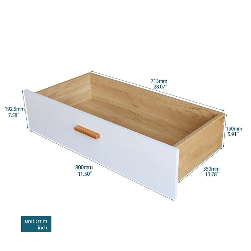 Commode de rangement moderne en chêne blanc avec 4 tiroirs