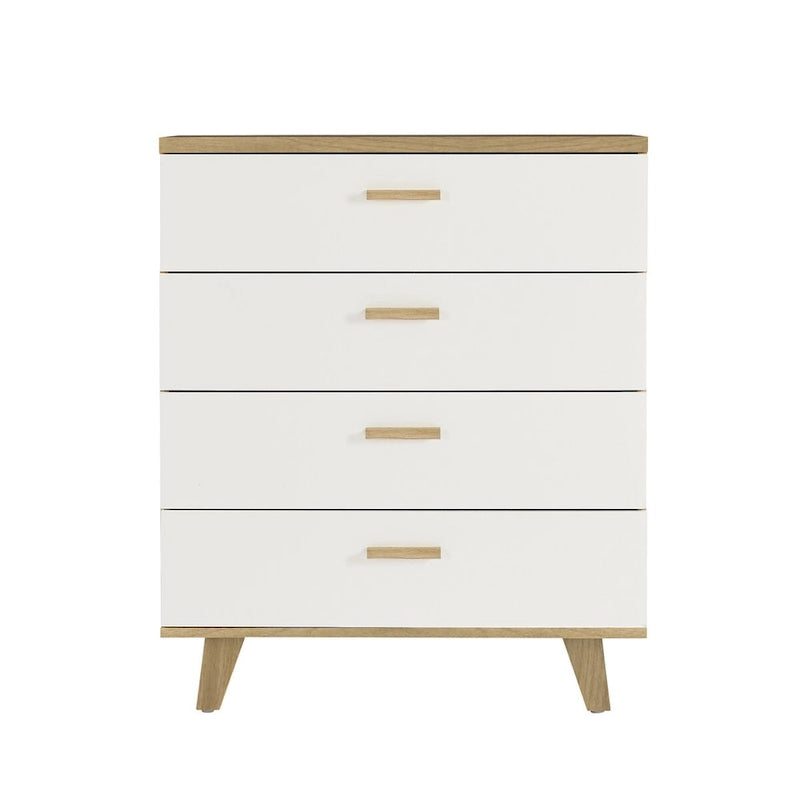 Commode de rangement moderne en chêne blanc avec 4 tiroirs