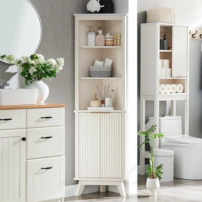 Meuble d'angle haut moderne de 68 pouces avec plateau en faux marbre