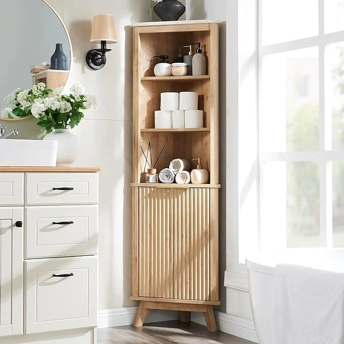 Meuble d'angle haut moderne de 68 pouces avec plateau en faux marbre