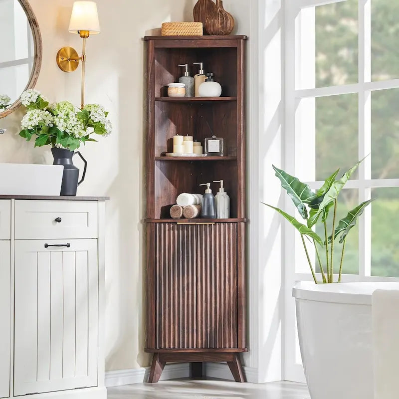 Meuble d'angle haut moderne de 68 pouces avec plateau en faux marbre