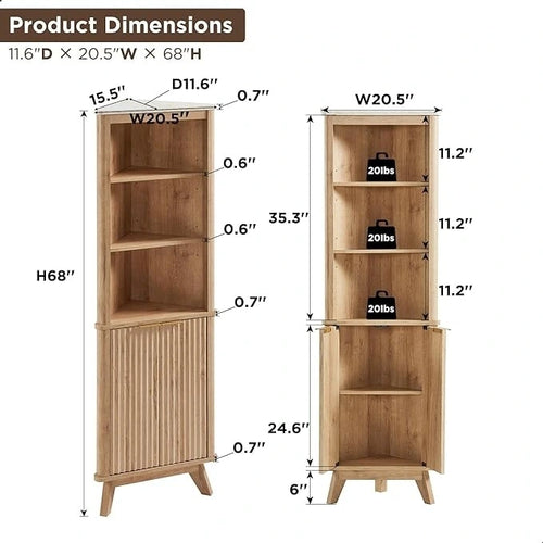 Meuble d'angle haut moderne de 68 pouces avec plateau en faux marbre