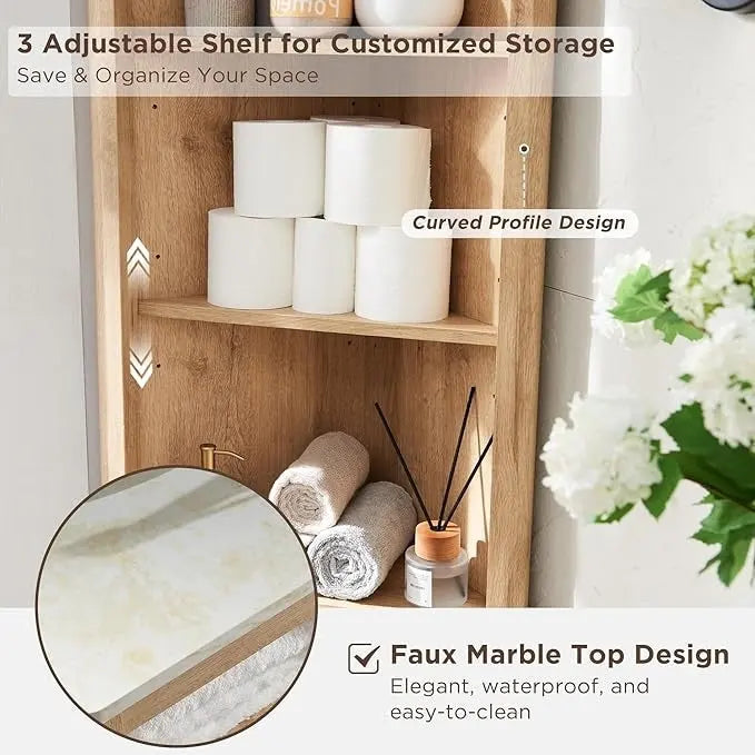 Meuble d'angle haut moderne de 68 pouces avec plateau en faux marbre