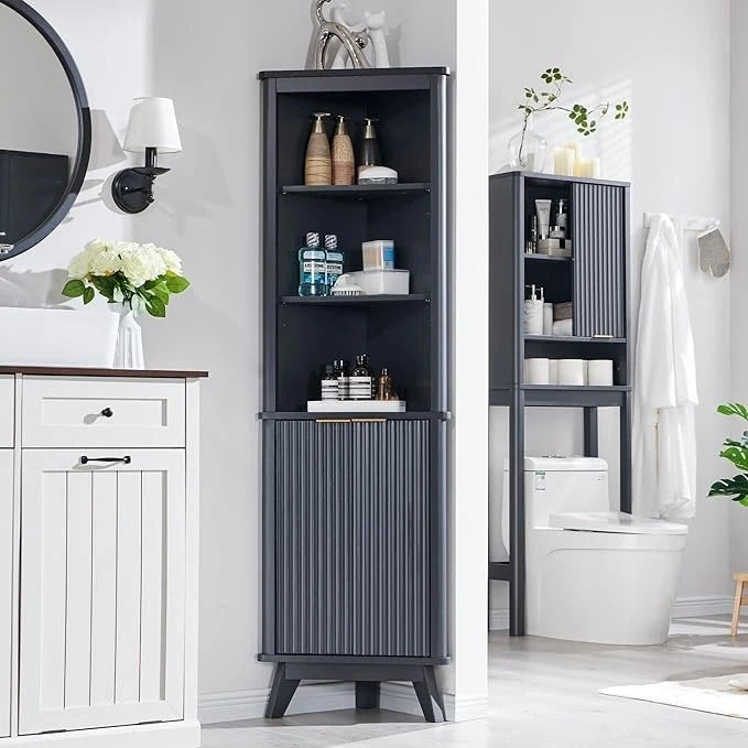 Meuble d'angle haut moderne de 68 pouces avec plateau en faux marbre