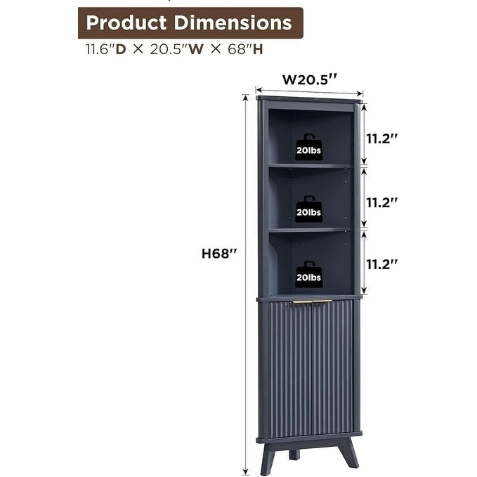 Meuble d'angle haut moderne de 68 pouces avec plateau en faux marbre