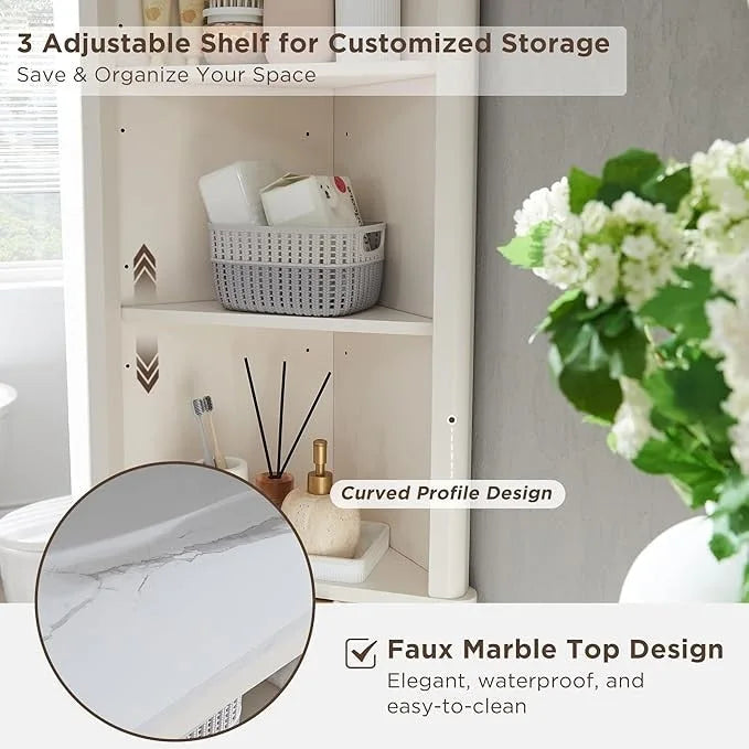 Meuble d'angle haut moderne de 68 pouces avec plateau en faux marbre