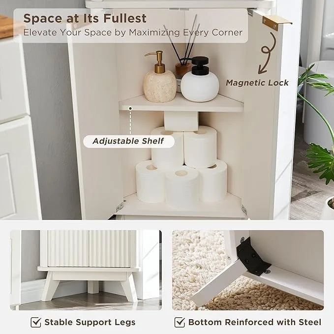 Meuble d'angle haut moderne de 68 pouces avec plateau en faux marbre