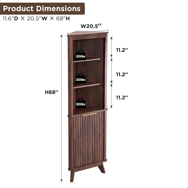 Meuble d'angle haut moderne de 68 pouces avec plateau en faux marbre
