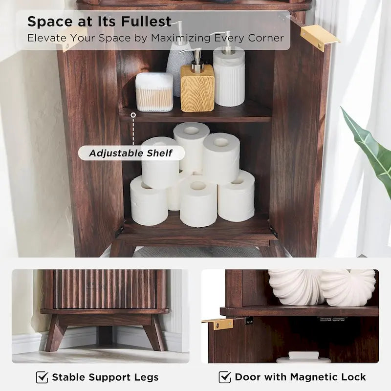 Meuble d'angle haut moderne de 68 pouces avec plateau en faux marbre