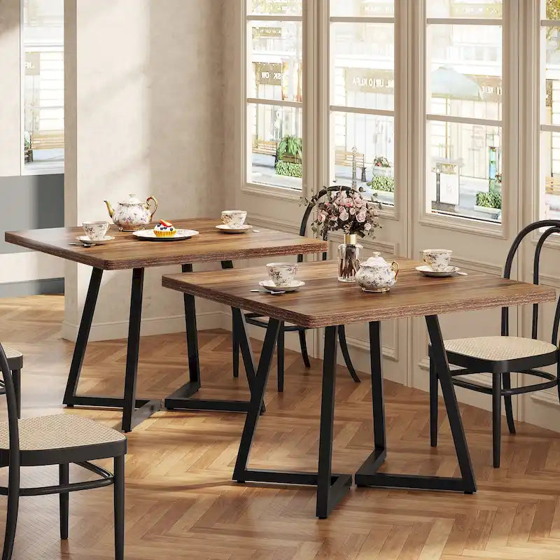 Table à manger carrée pour 4 personnes, table de salle à manger industrielle de 80 cm pour petit espace