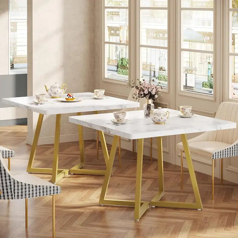 Table à manger carrée pour 4 personnes, table de salle à manger industrielle de 80 cm pour petit espace