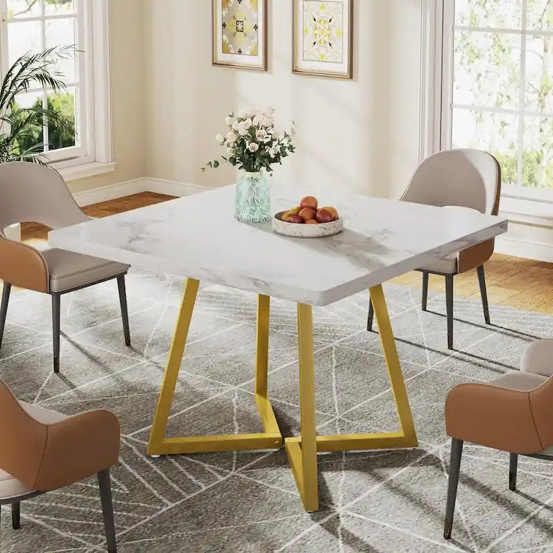 Table à manger carrée pour 4 personnes, table de salle à manger industrielle de 80 cm pour petit espace