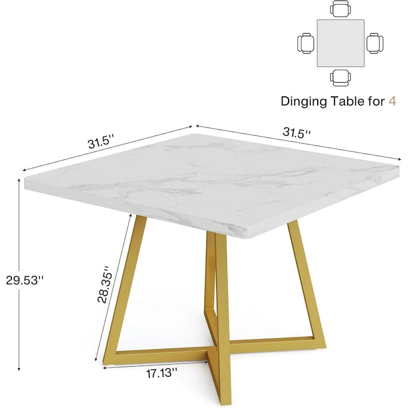 Table à manger carrée pour 4 personnes, table de salle à manger industrielle de 80 cm pour petit espace