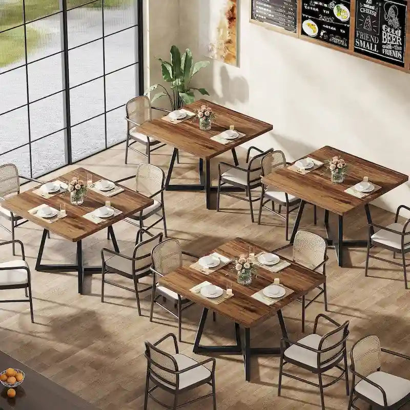 Table à manger carrée pour 4 personnes, table de salle à manger industrielle de 80 cm pour petit espace