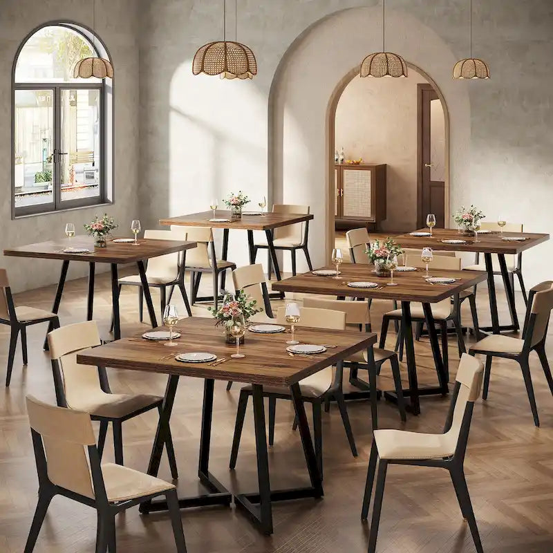 Table à manger carrée pour 4 personnes, table de salle à manger industrielle de 80 cm pour petit espace
