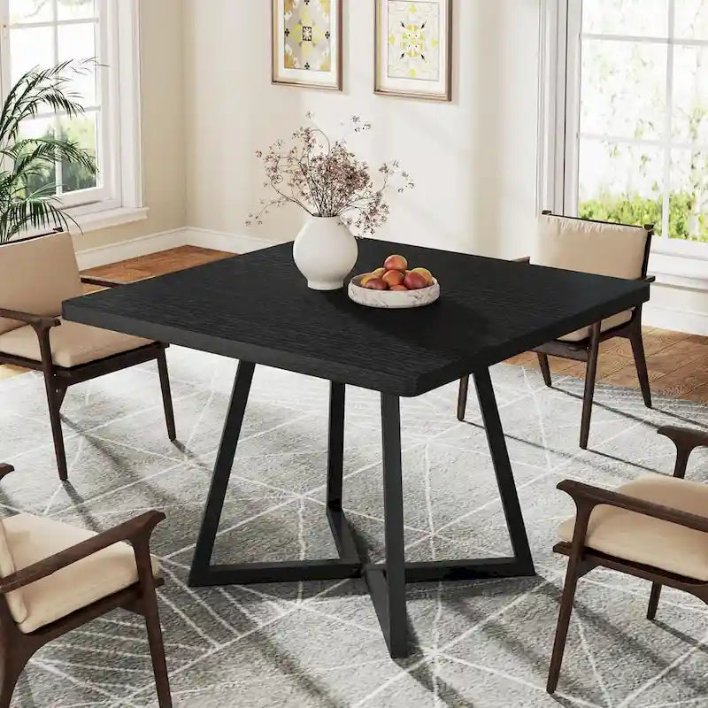 Table à manger carrée pour 4 personnes, table de salle à manger industrielle de 80 cm pour petit espace