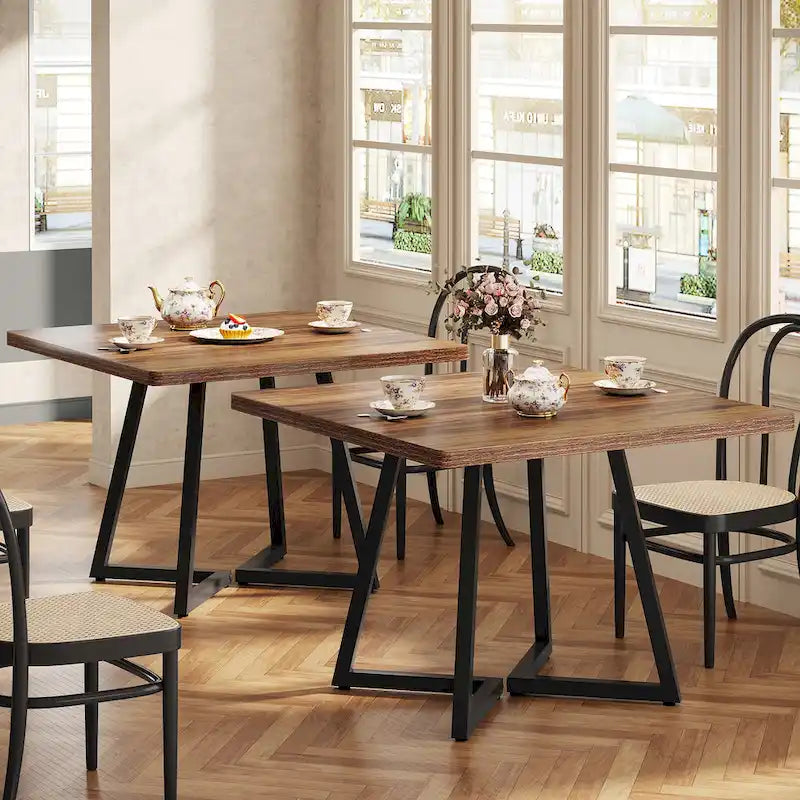 Table à manger carrée pour 4 personnes, table de salle à manger industrielle de 80 cm pour petit espace