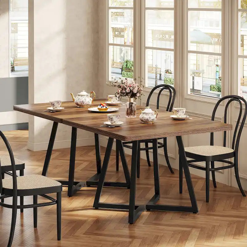 Table à manger carrée pour 4 personnes, table de salle à manger industrielle de 80 cm pour petit espace