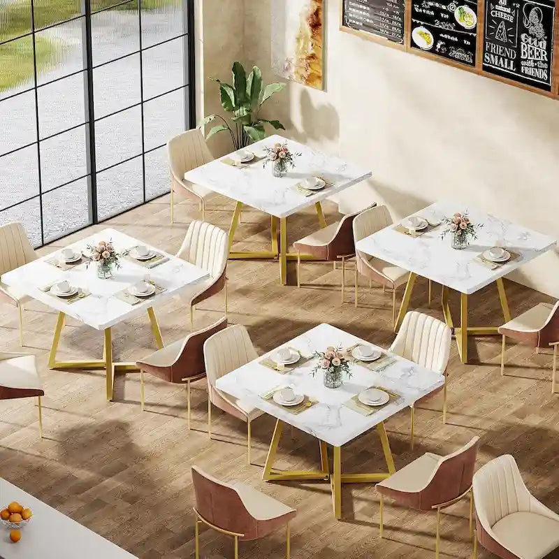 Table à manger carrée pour 4 personnes, table de salle à manger industrielle de 80 cm pour petit espace