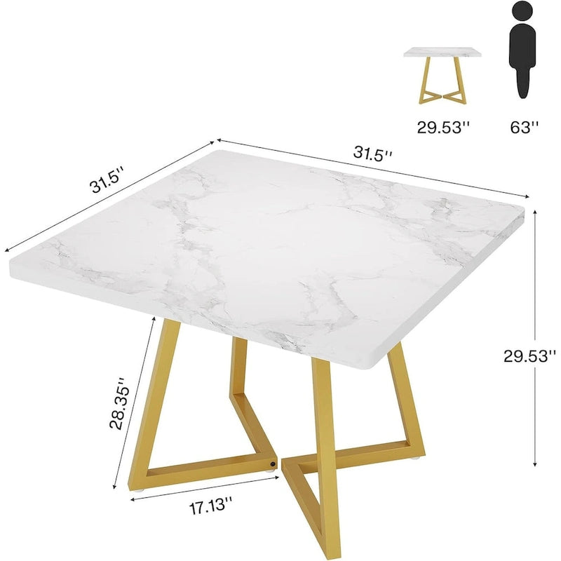 Table à manger carrée pour 4 personnes, table de salle à manger industrielle de 80 cm pour petit espace