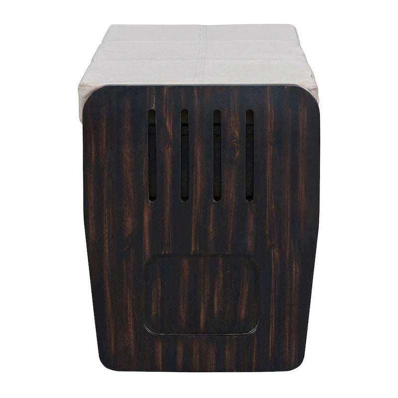 Banc de rangement capitonné en bois d'acacia style ferme de 43 pouces avec 5 tiroirs