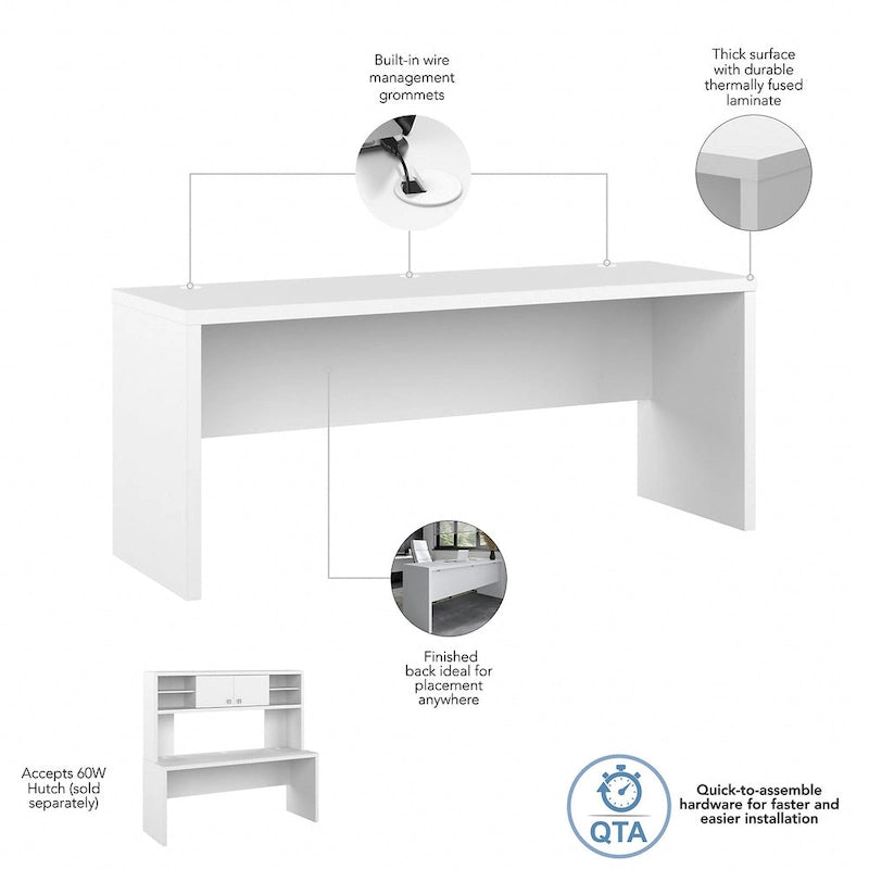 Bureau d'ordinateur de 72 pouces de largeur