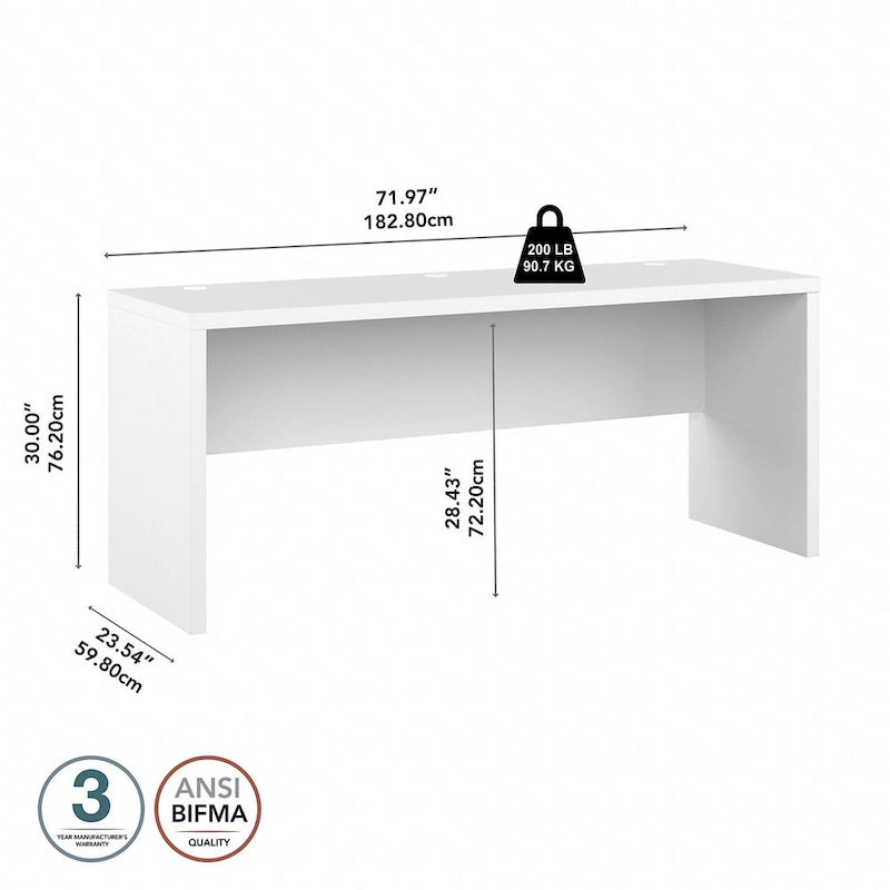 Bureau d'ordinateur de 72 pouces de largeur