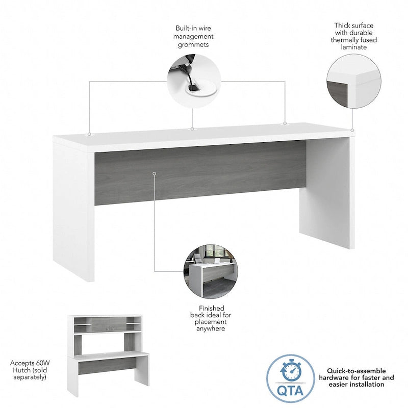 Bureau d'ordinateur de 72 pouces de largeur