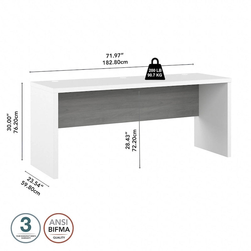 Bureau d'ordinateur de 72 pouces de largeur