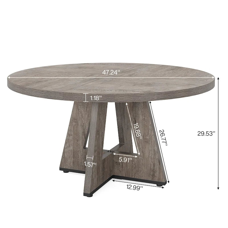 Table de salle à manger ronde de 47 pouces pour 4 personnes, table de salle à manger style ferme en bois pour cuisine, salle à manger et salon